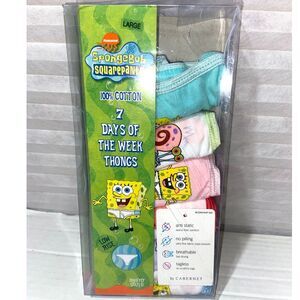 Spongebob Squarepants 6 Thongs Days of the Week New! Large